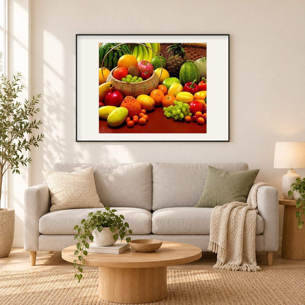 Gemüsen und Obst als gerahmtes Diamond Painting im Wohnzimmer
