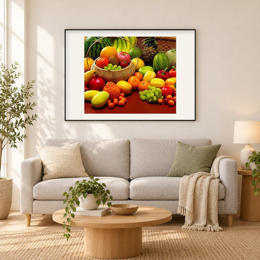 Gemüsen und Obst als gerahmtes Diamond Painting im Wohnzimmer