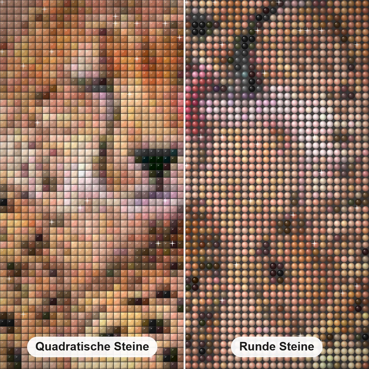 Gepardenpaar verliebt Diamond Painting Nahaufnahme mit quadratischen und runden Steinen