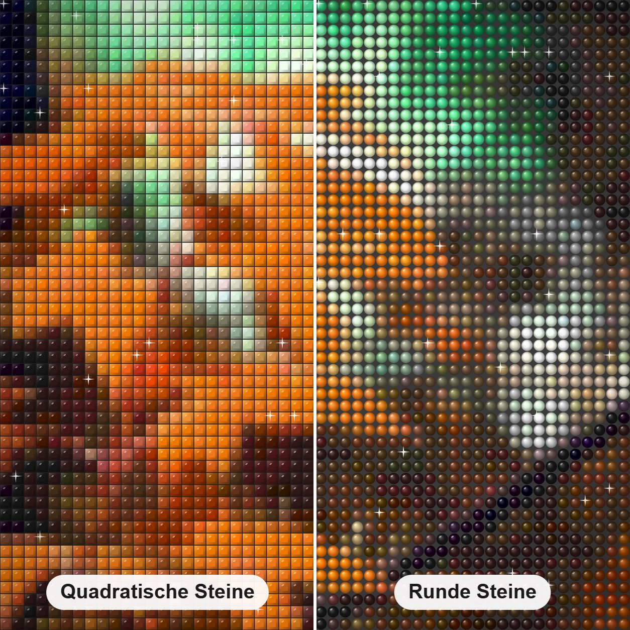 Getrocknete Herbstblätter Diamond Painting Nahaufnahme mit quadratischen und runden Steinen