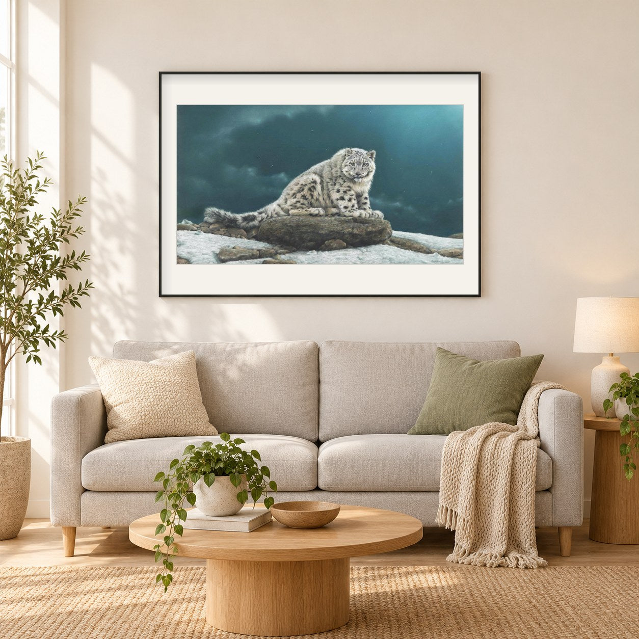 Geist -  Kunst des Eric Wilson als gerahmtes Diamond Painting im Wohnzimmer