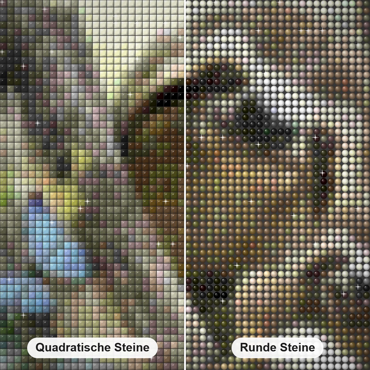 glückliche Faultierfamilie Diamond Painting Nahaufnahme mit quadratischen und runden Steinen