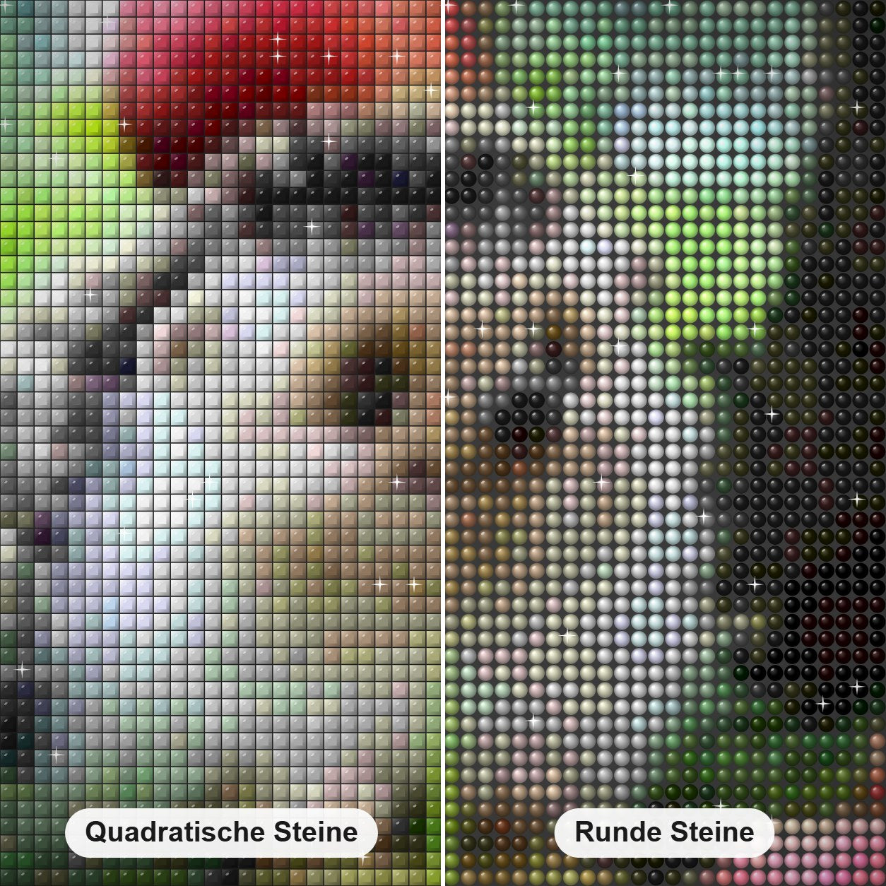 Glückliches Igel-Mal-Kit Diamond Painting Nahaufnahme mit quadratischen und runden Steinen