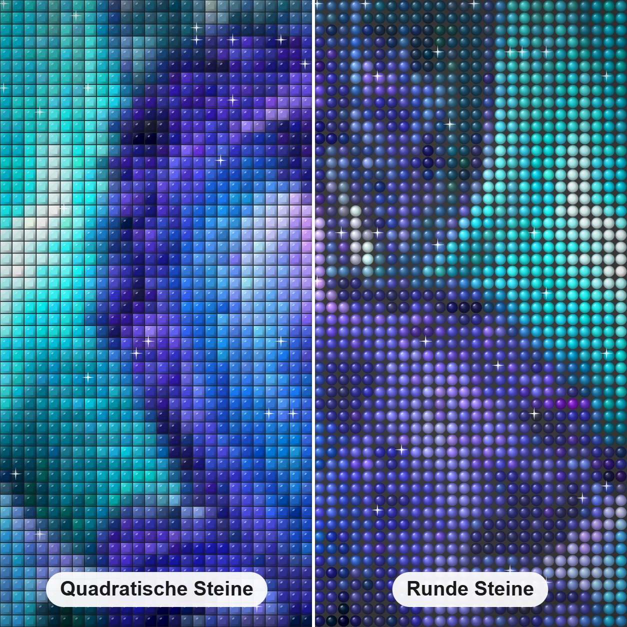 Glühender Drache Diamond Painting Nahaufnahme mit quadratischen und runden Steinen