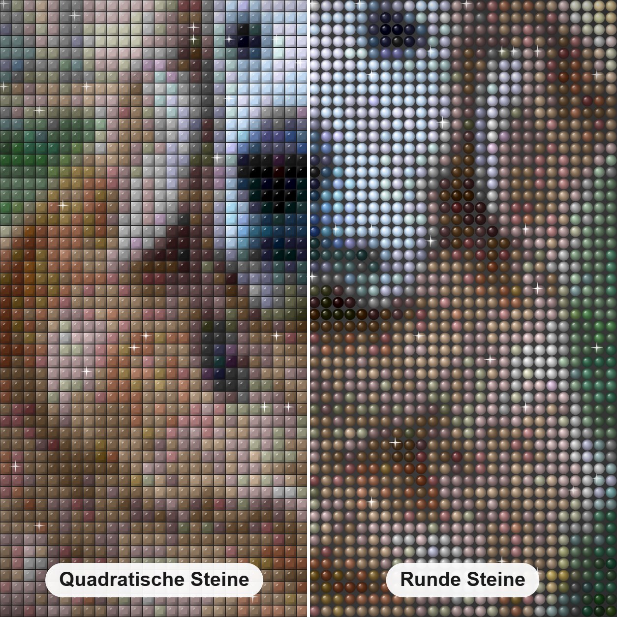 Golden Retriever Hund Diamond Painting Nahaufnahme mit quadratischen und runden Steinen