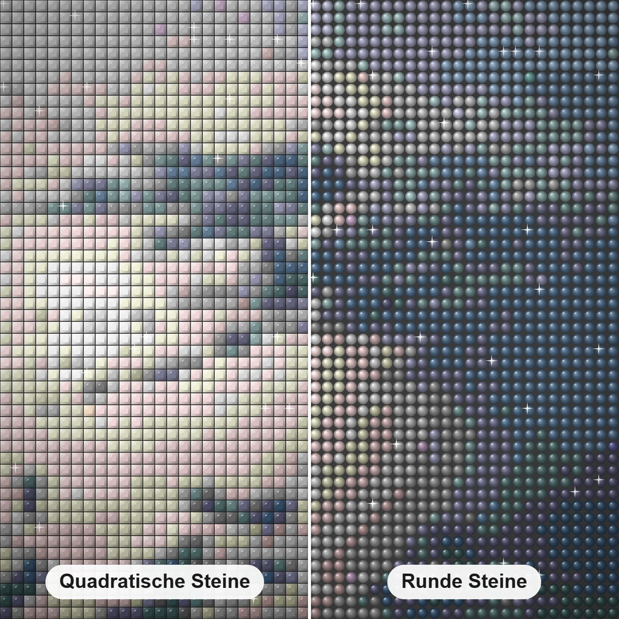 Griechenland und die Ägäis und das Ionische Meer Diamond Painting Nahaufnahme mit quadratischen und runden Steinen