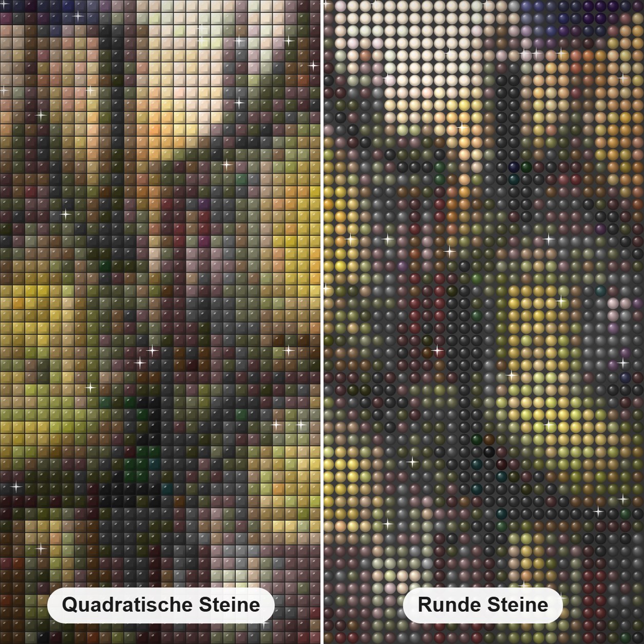 Halloween Spukhaus Diamond Painting Nahaufnahme mit quadratischen und runden Steinen