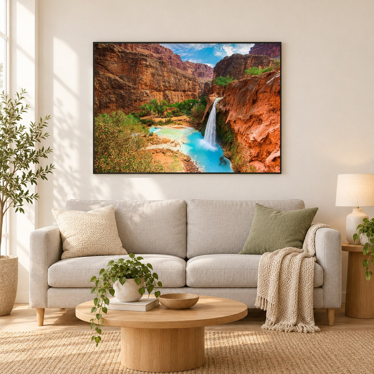 Havasu fällt Diamant Painting Kit als gerahmtes Diamond Painting im Wohnzimmer