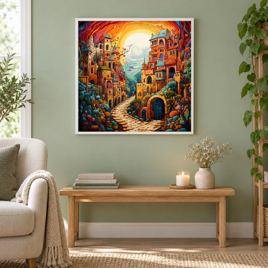 Der Himmel auf Erden als gerahmtes Diamond Painting im Wohnzimmer