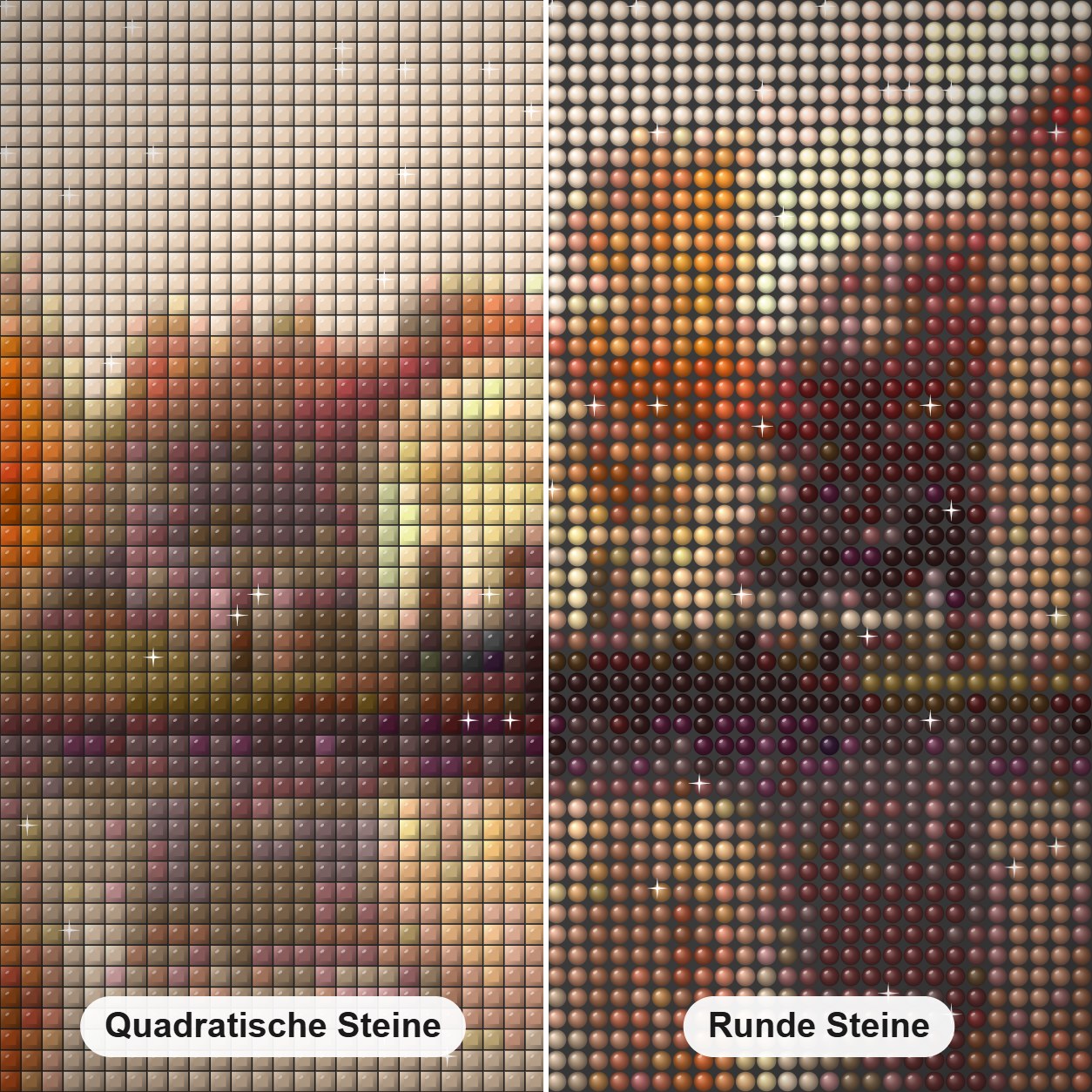 Herbst in Deutschland Diamond Painting Nahaufnahme mit quadratischen und runden Steinen
