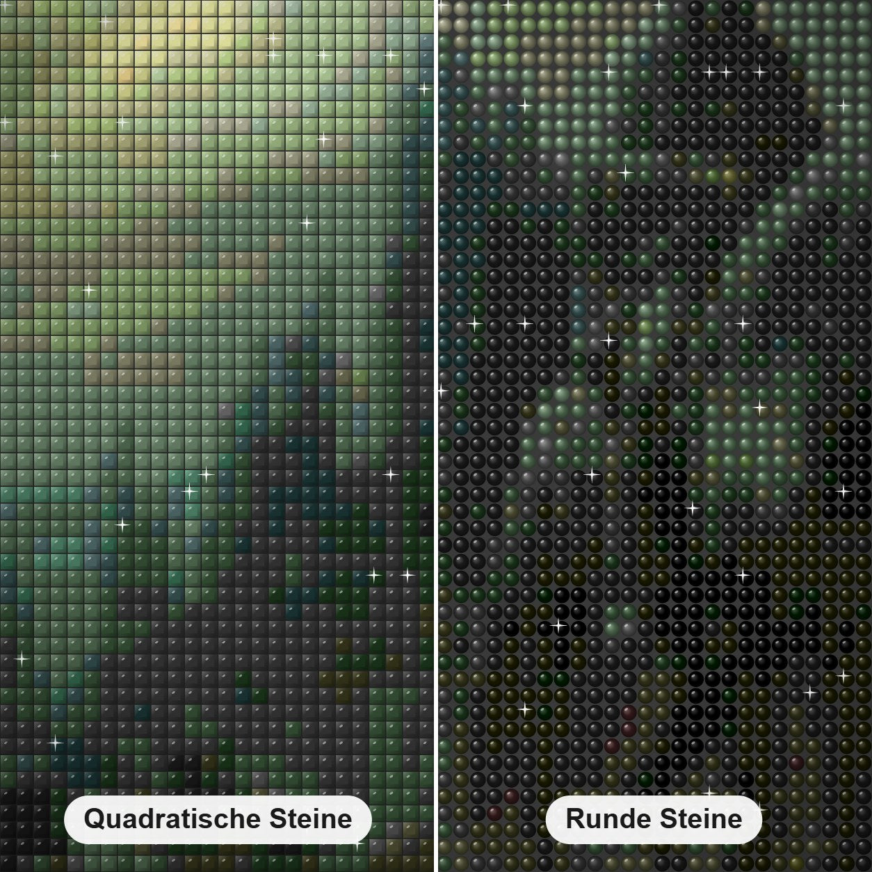 Pferdemann des Todes Diamond Painting Nahaufnahme mit quadratischen und runden Steinen