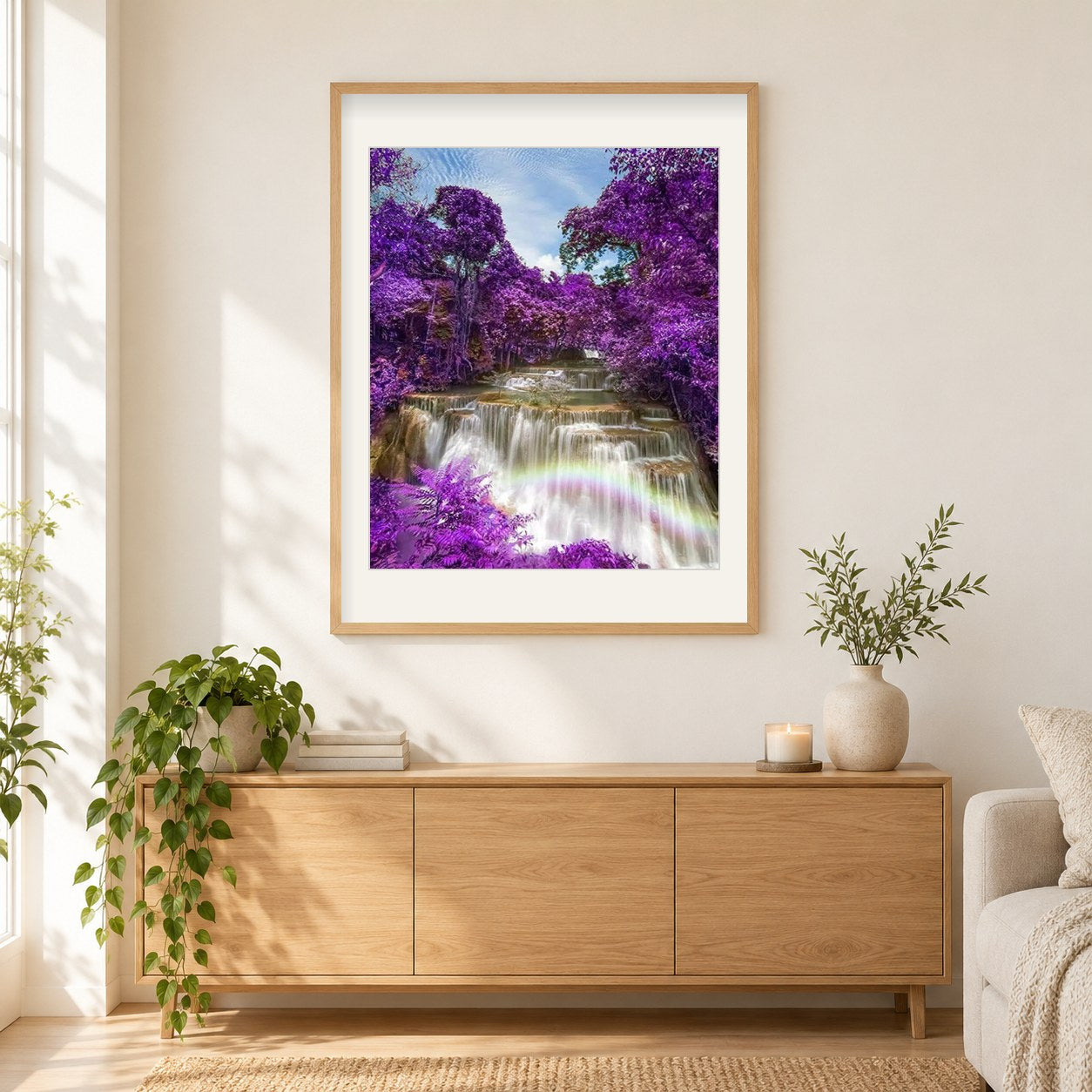 Huai Mae Khamin Wasserfall - Thailand als gerahmtes Diamond Painting im Wohnzimmer