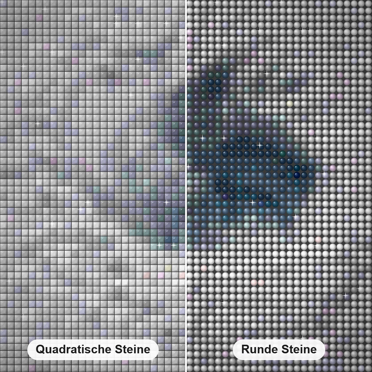 Hurricane Florence anstarren Diamond Painting Nahaufnahme mit quadratischen und runden Steinen