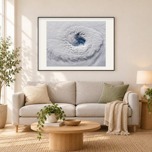 Hurricane Florence anstarren als gerahmtes Diamond Painting im Wohnzimmer