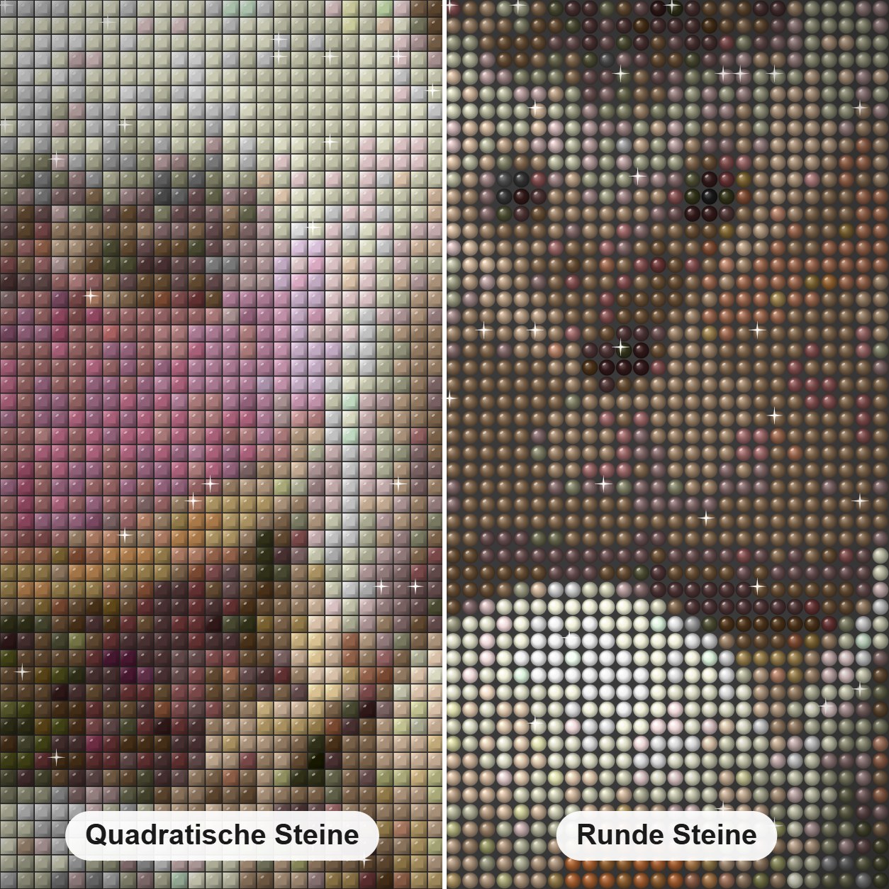 Igel Eier schlüpfen Diamond Painting Nahaufnahme mit quadratischen und runden Steinen