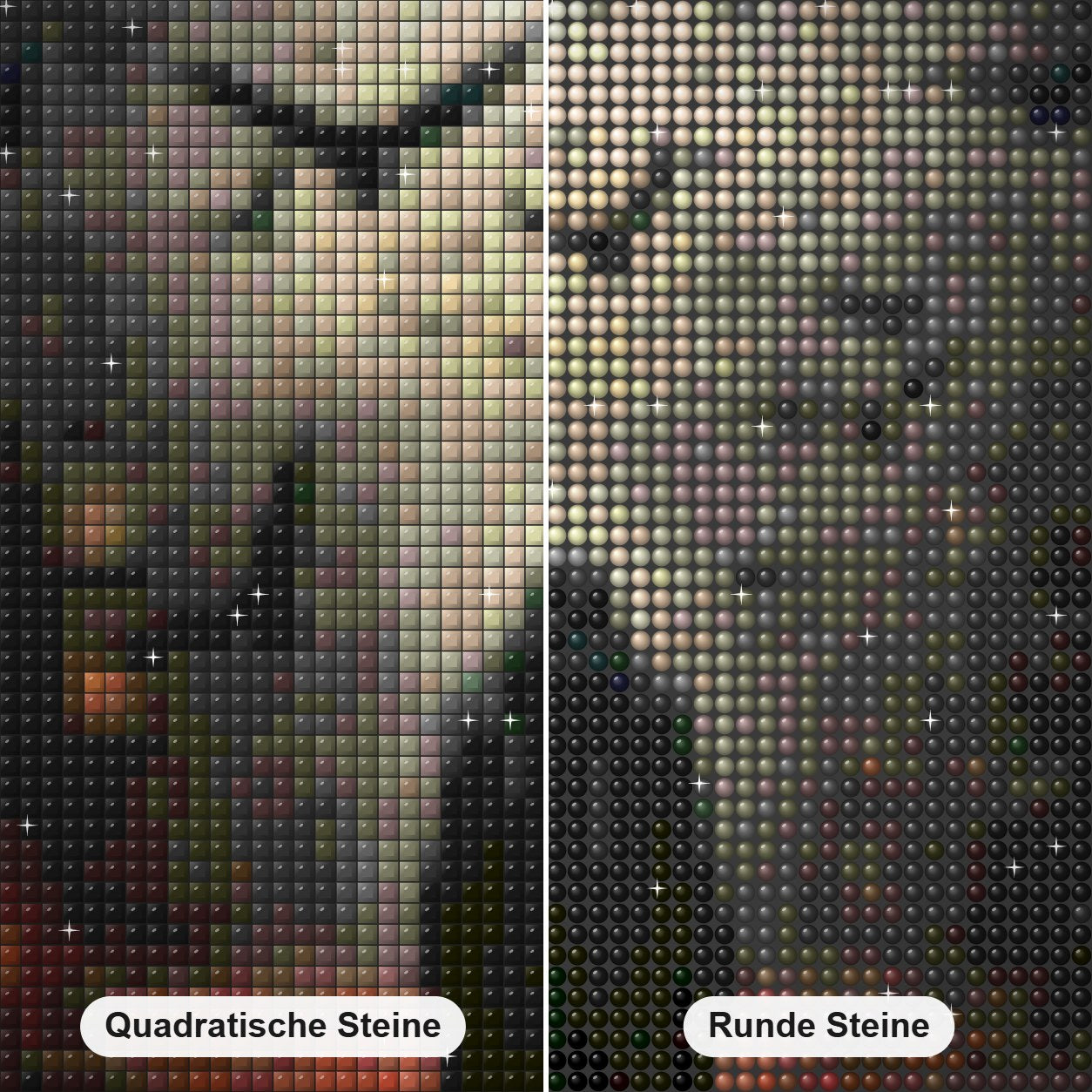 Ich werde deine Seele nehmen Diamond Painting Nahaufnahme mit quadratischen und runden Steinen
