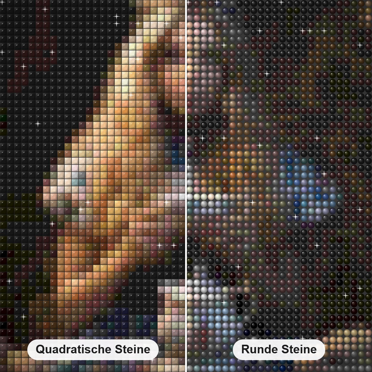 Ich bin die Hasenprinzessin Diamond Painting Nahaufnahme mit quadratischen und runden Steinen