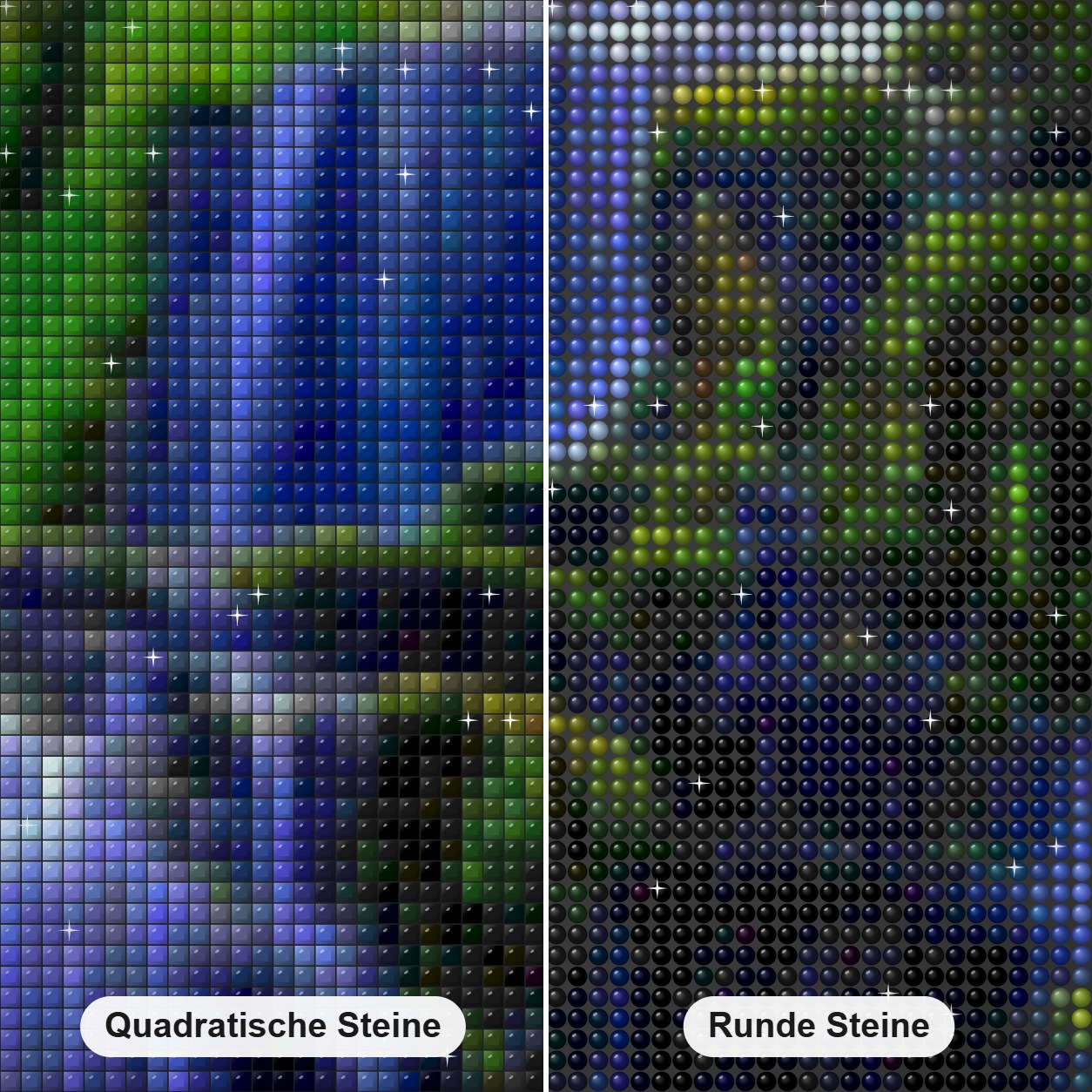 Insel Skye - Insel in Schottland Diamond Painting Nahaufnahme mit quadratischen und runden Steinen