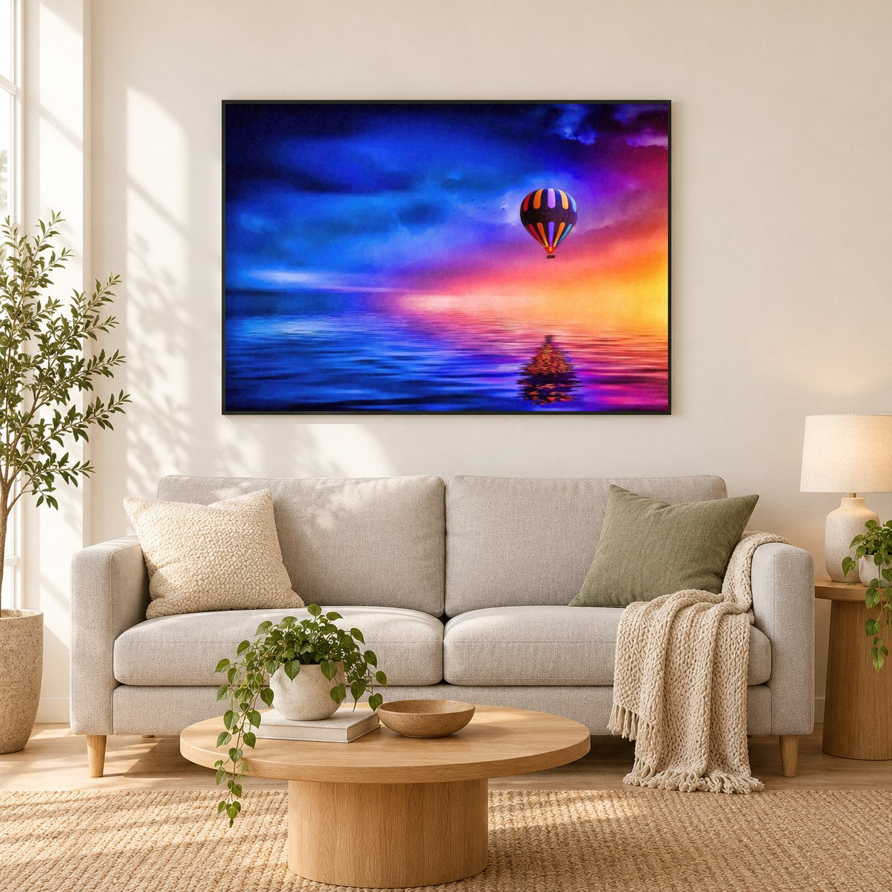 In den Westen - Kunst des Denise Dundon als gerahmtes Diamond Painting im Wohnzimmer