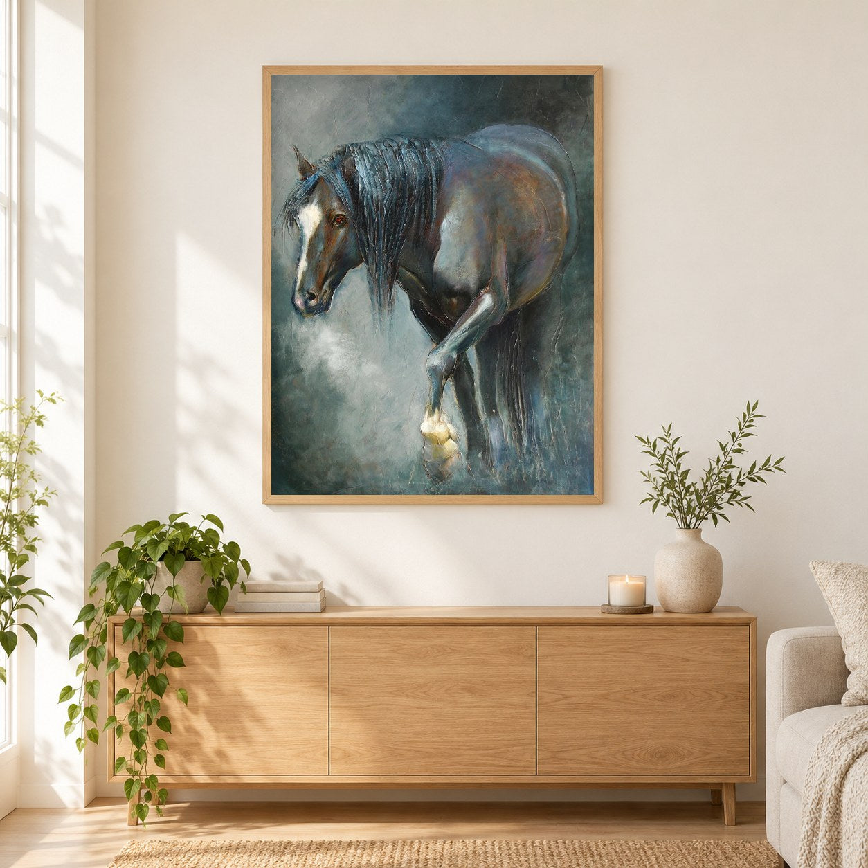 In die Wildnis - Kunst des Linda Wilder als gerahmtes Diamond Painting im Wohnzimmer