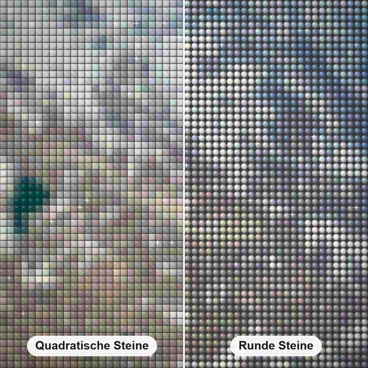Jahreszeiten der Schneedecke im Westen Diamond Painting Nahaufnahme mit quadratischen und runden Steinen