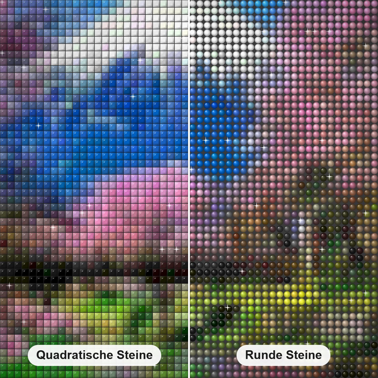 Japanische Kirschblüten Frühling Diamond Painting Nahaufnahme mit quadratischen und runden Steinen