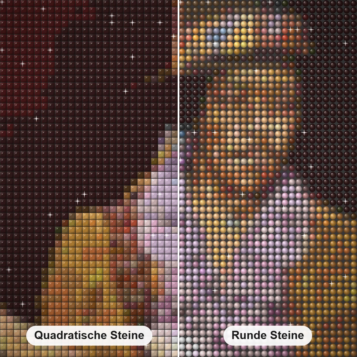 Jimi Hendrix -  Kunst des Eric Wilson Diamond Painting Nahaufnahme mit quadratischen und runden Steinen