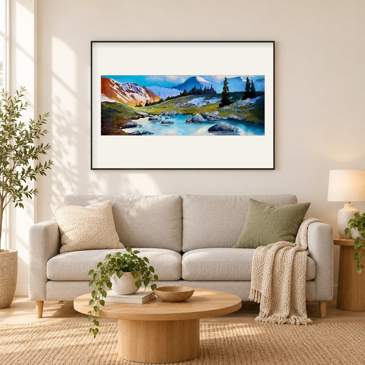 Jumbo-Pass - Kunst des Linda Wilder als gerahmtes Diamond Painting im Wohnzimmer