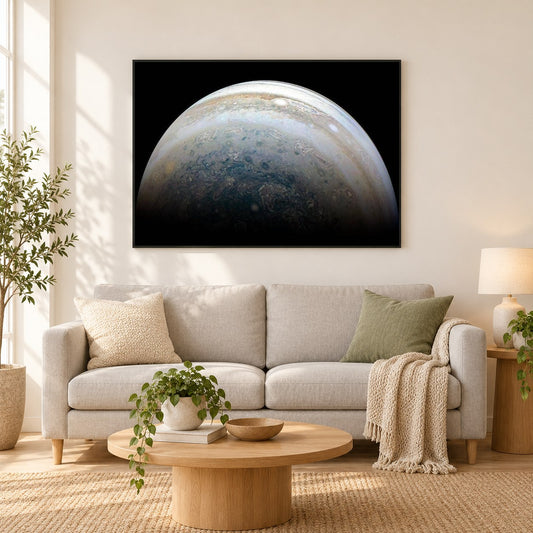 Jupiter sehen als gerahmtes Diamond Painting im Wohnzimmer