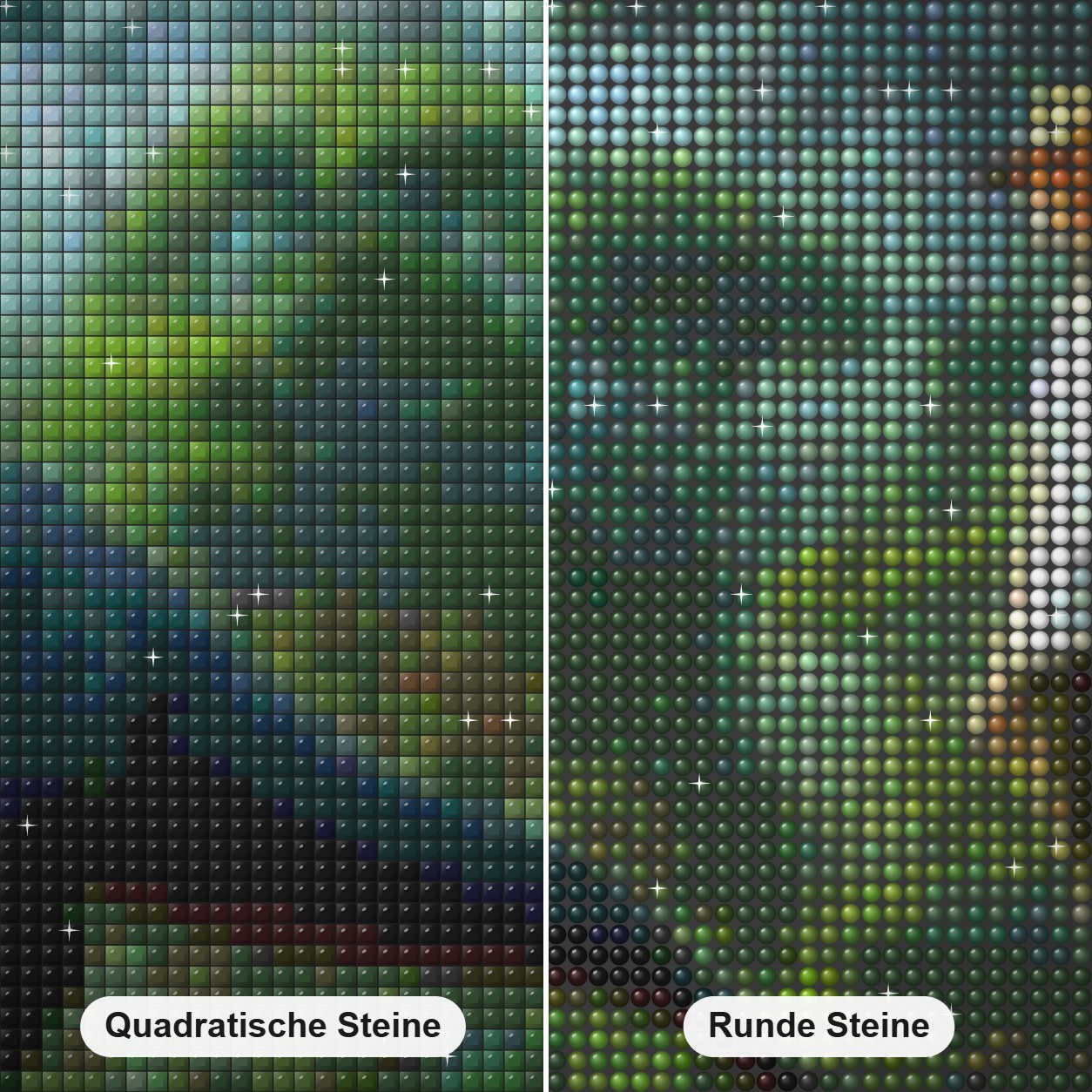 Jurassic World Art von Diamond Arts Diamond Painting Nahaufnahme mit quadratischen und runden Steinen