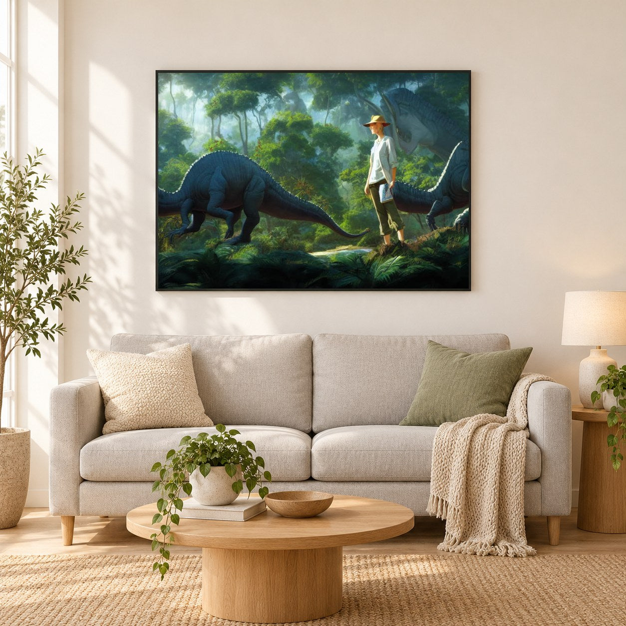 Jurassic World Art von Diamond Arts als gerahmtes Diamond Painting im Wohnzimmer