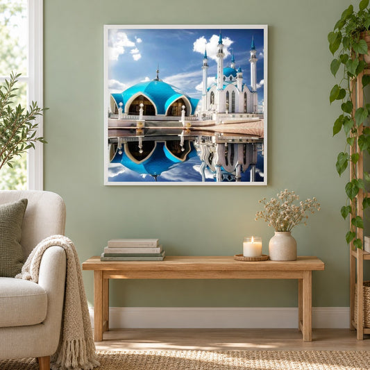 Kasaner Kreml, Qol Sharif Moschee DIY Gemälde als gerahmtes Diamond Painting im Wohnzimmer