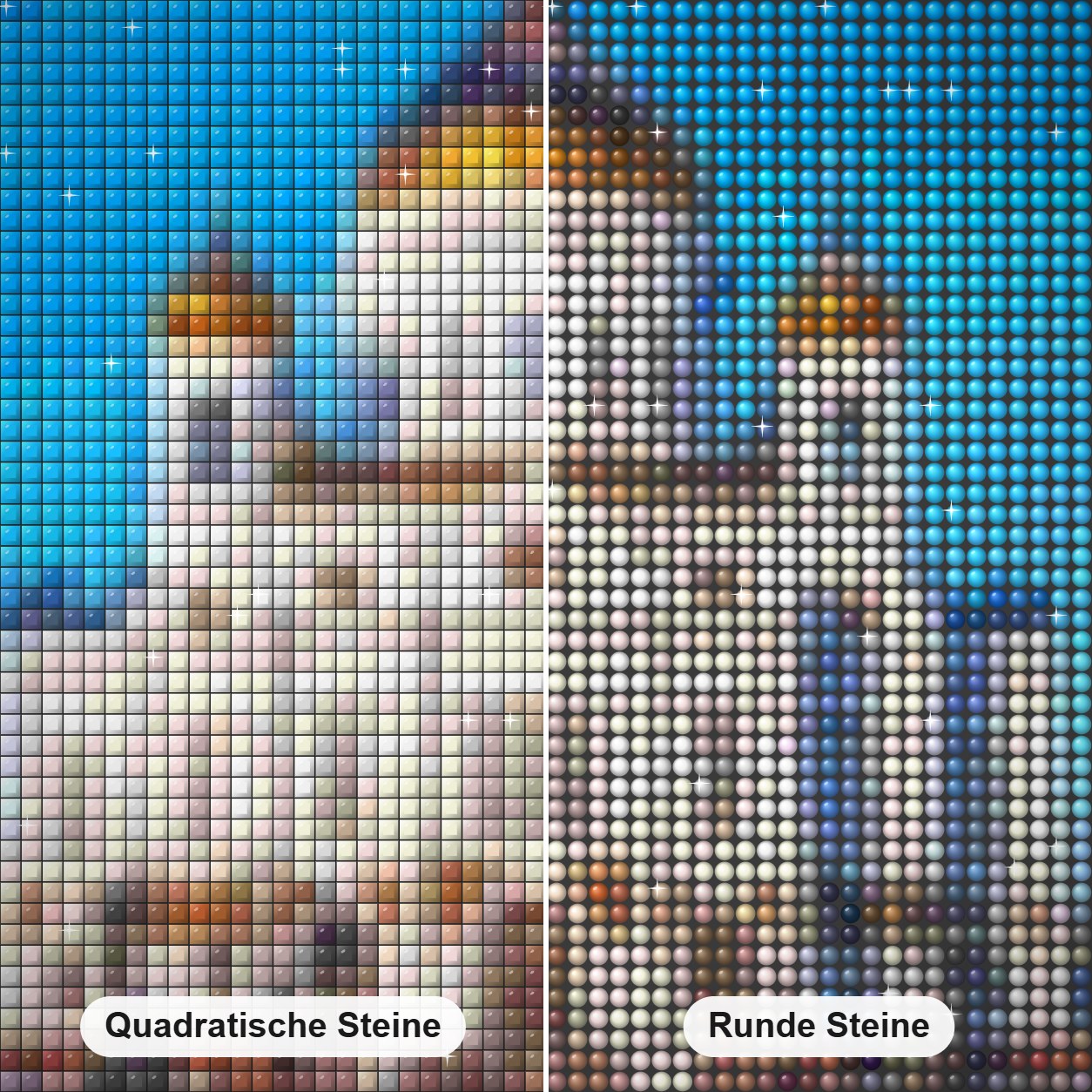 Kathedrale Christi des Erlösers Diamond Painting Nahaufnahme mit quadratischen und runden Steinen