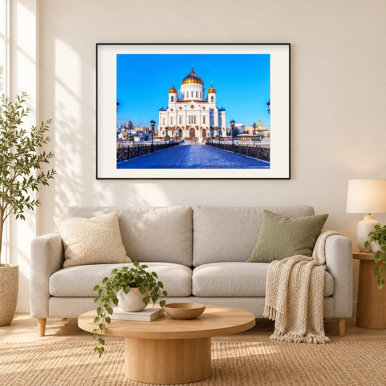 Kathedrale Christi des Erlösers als gerahmtes Diamond Painting im Wohnzimmer