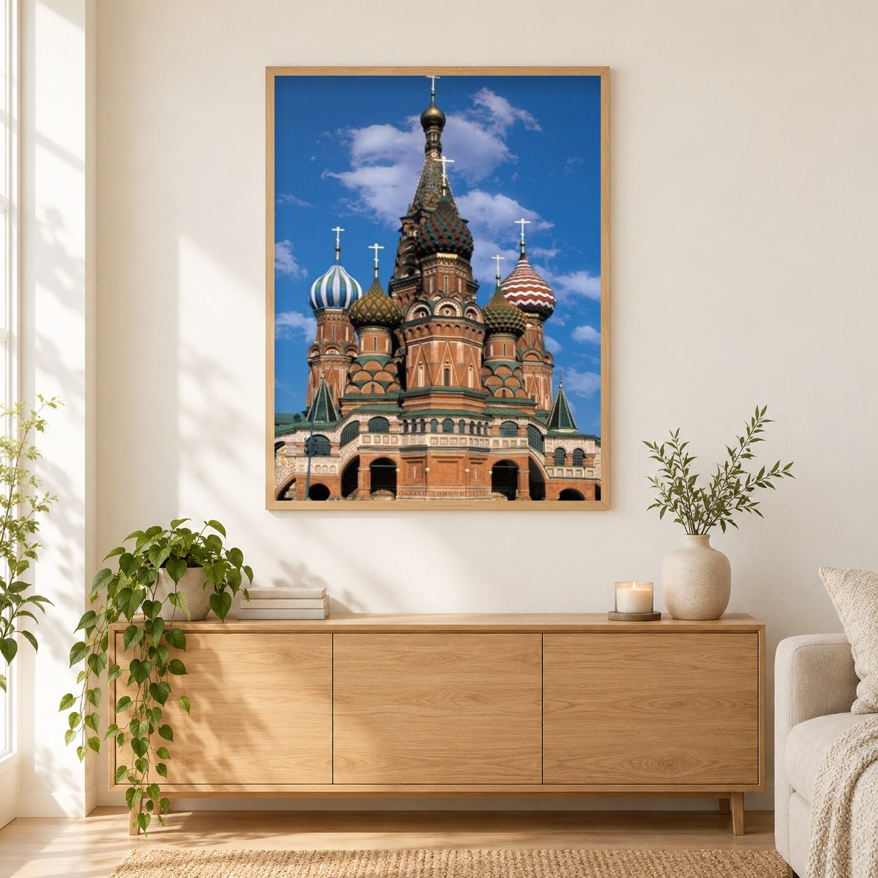 Kathedrale in Moskau, Russland als gerahmtes Diamond Painting im Wohnzimmer