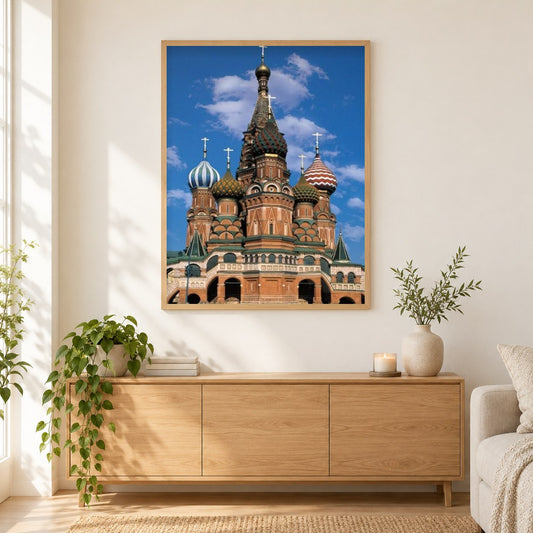 Kathedrale in Moskau, Russland als gerahmtes Diamond Painting im Wohnzimmer