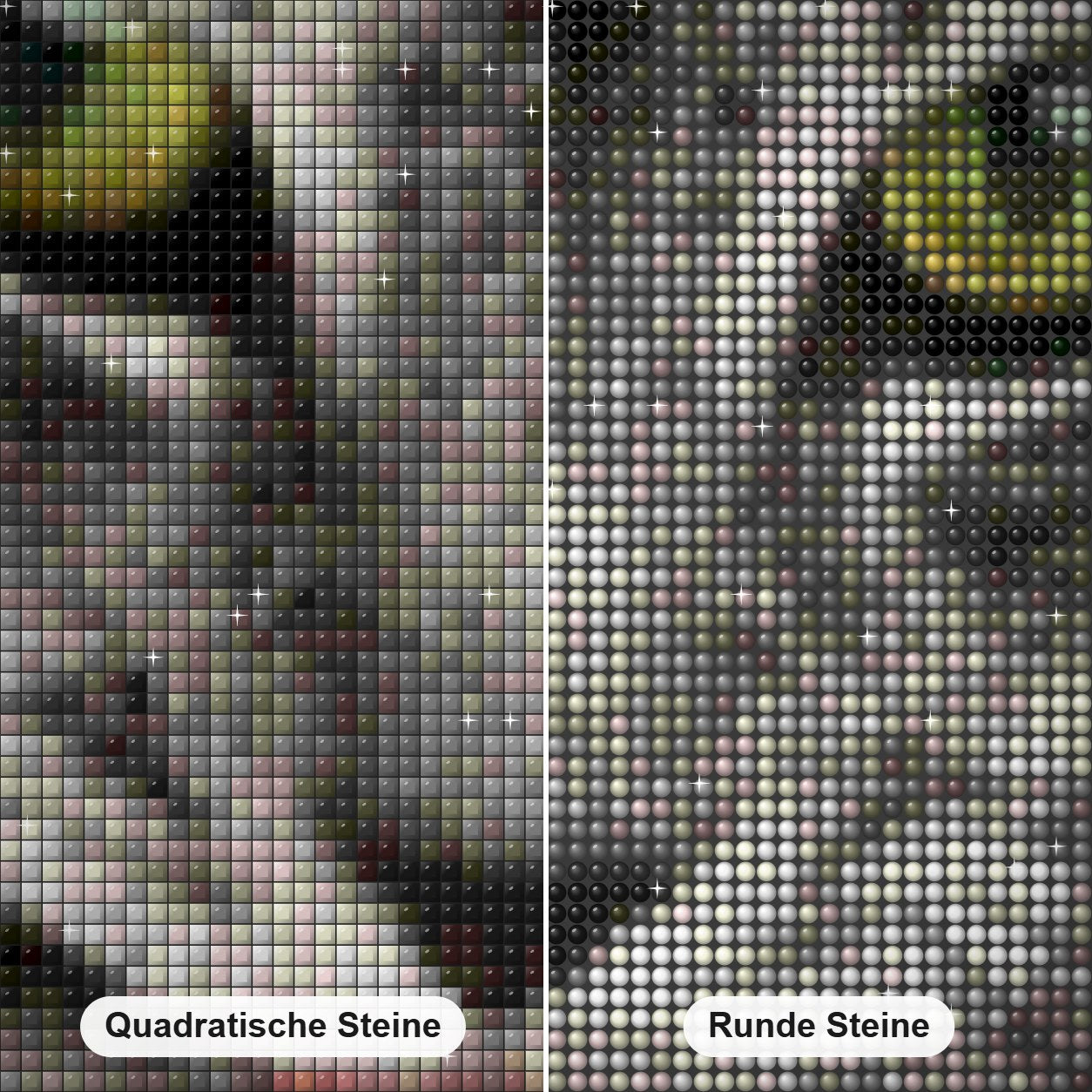 Katze lecken Pfote Diamond Painting Nahaufnahme mit quadratischen und runden Steinen