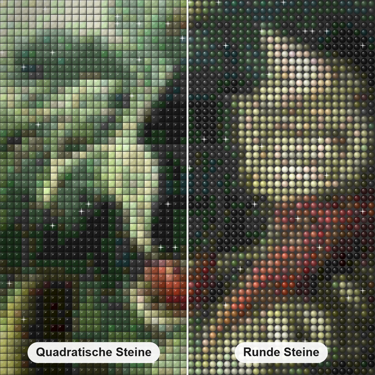 Katze raucht Zigarre Diamond Painting Nahaufnahme mit quadratischen und runden Steinen