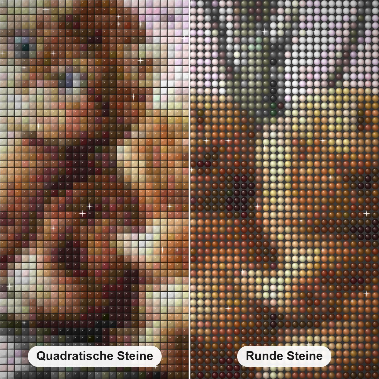 Katzen auf Kirschbaum Diamond Painting Nahaufnahme mit quadratischen und runden Steinen