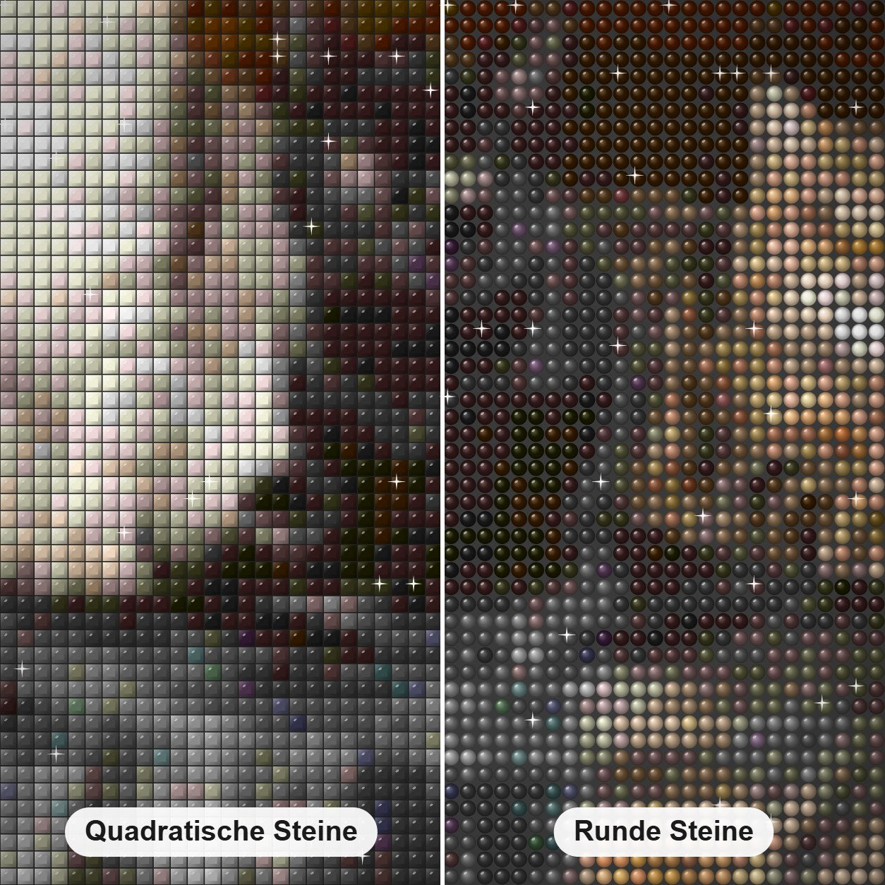 Kleine Katzen träumen große Diamond Painting Nahaufnahme mit quadratischen und runden Steinen