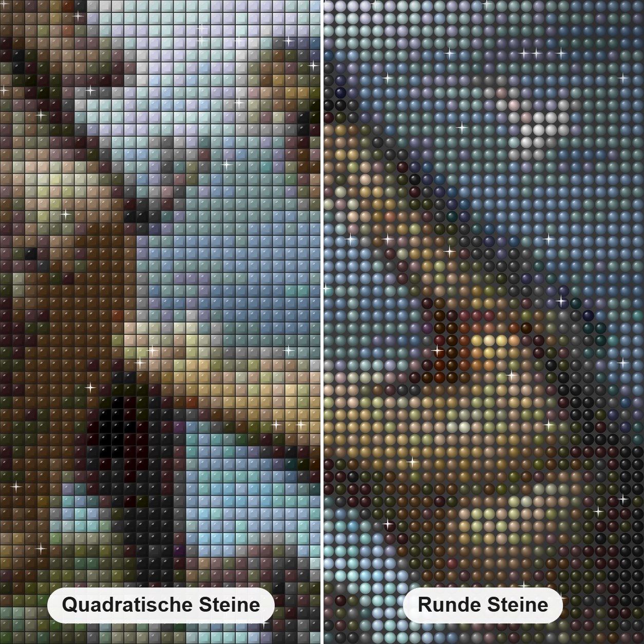 Krokodil und Dinosaurier kämpfen Diamond Painting Nahaufnahme mit quadratischen und runden Steinen