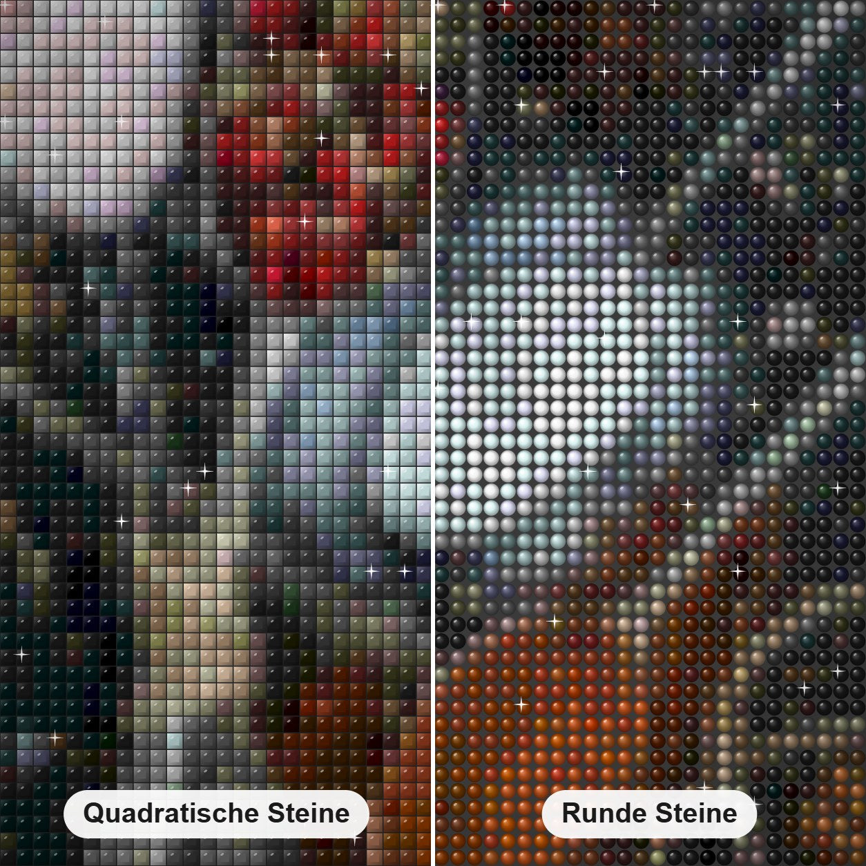 Küchengewürze Diamond Painting Nahaufnahme mit quadratischen und runden Steinen