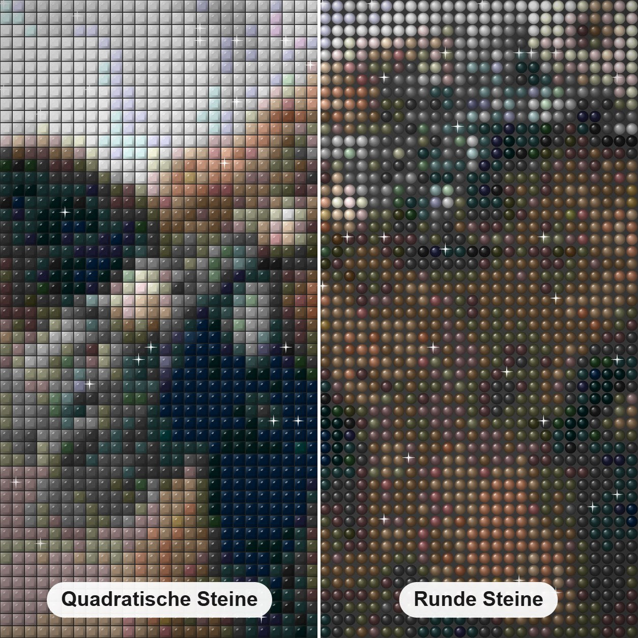 Kuh trägt Blumen Krone Diamond Painting Nahaufnahme mit quadratischen und runden Steinen
