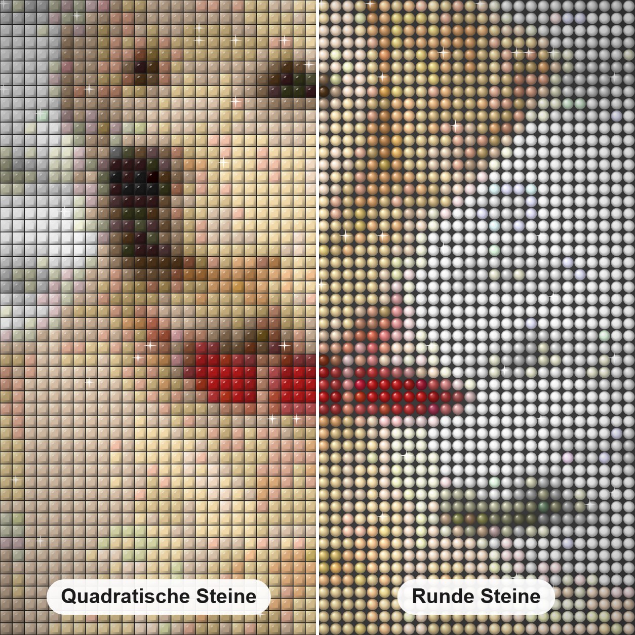 Labrador Welpe im Schnee Diamond Painting Nahaufnahme mit quadratischen und runden Steinen