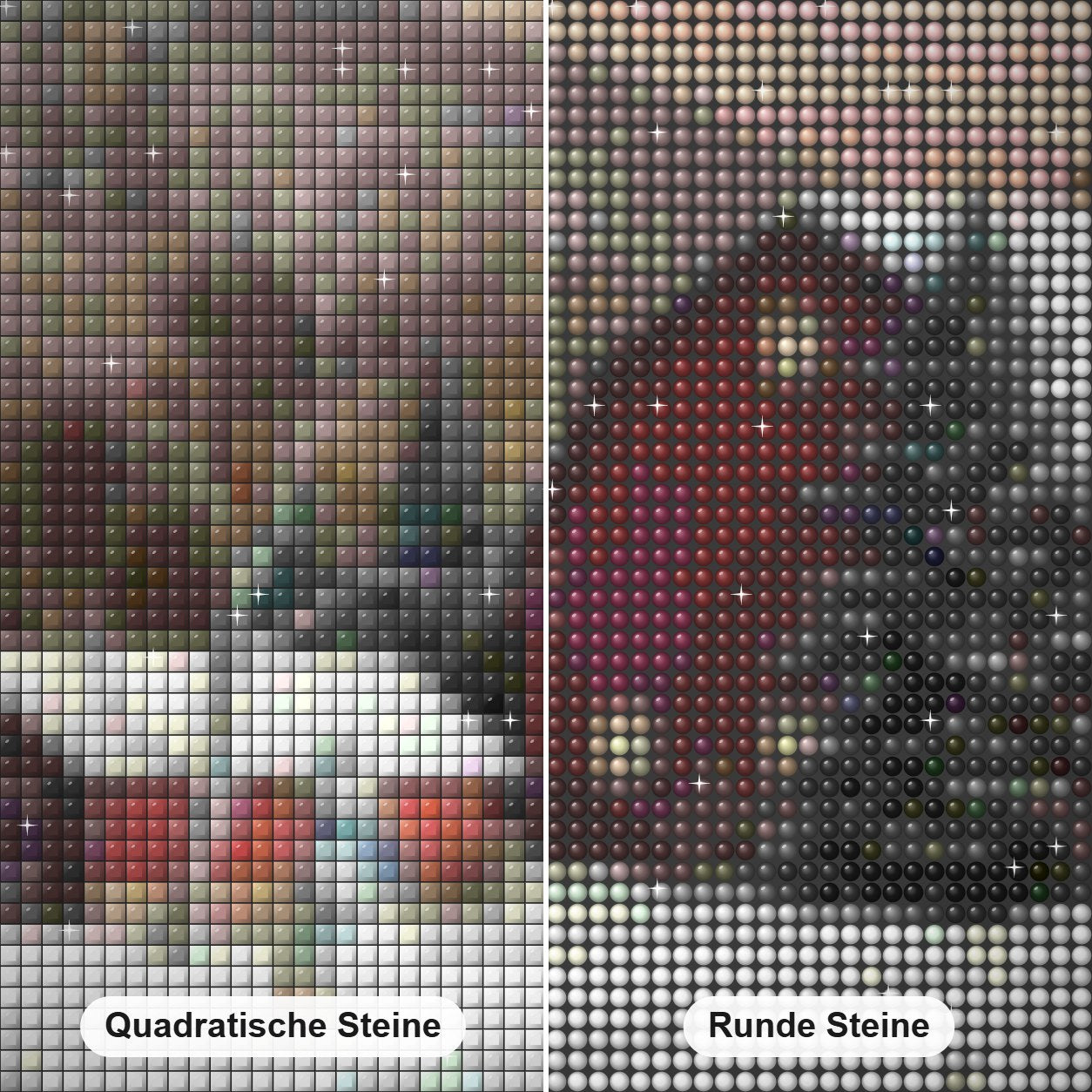 Land Winter Diamond Painting Nahaufnahme mit quadratischen und runden Steinen