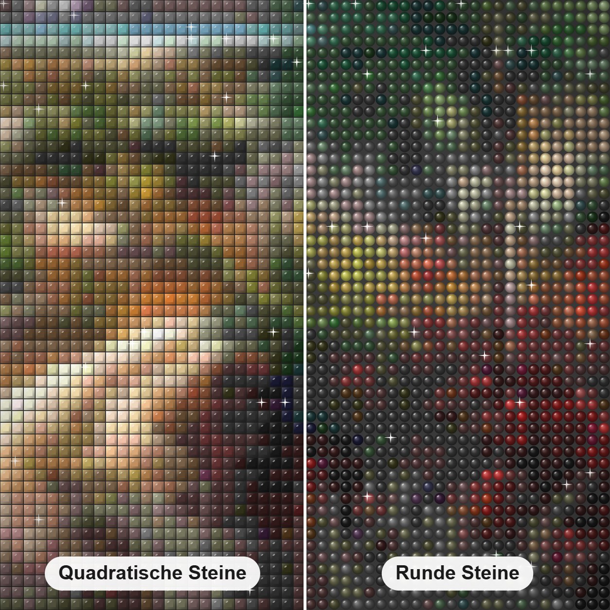 Lands-End-Romantik - Kunst des Jonn Einerssen Diamond Painting Nahaufnahme mit quadratischen und runden Steinen