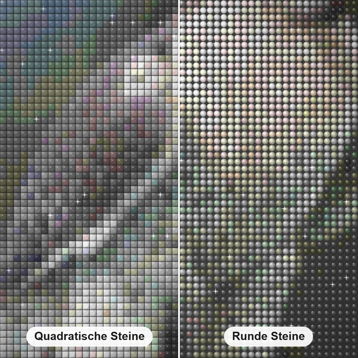 Lanner Falke -  Kunst des Eric Wilson Diamond Painting Nahaufnahme mit quadratischen und runden Steinen