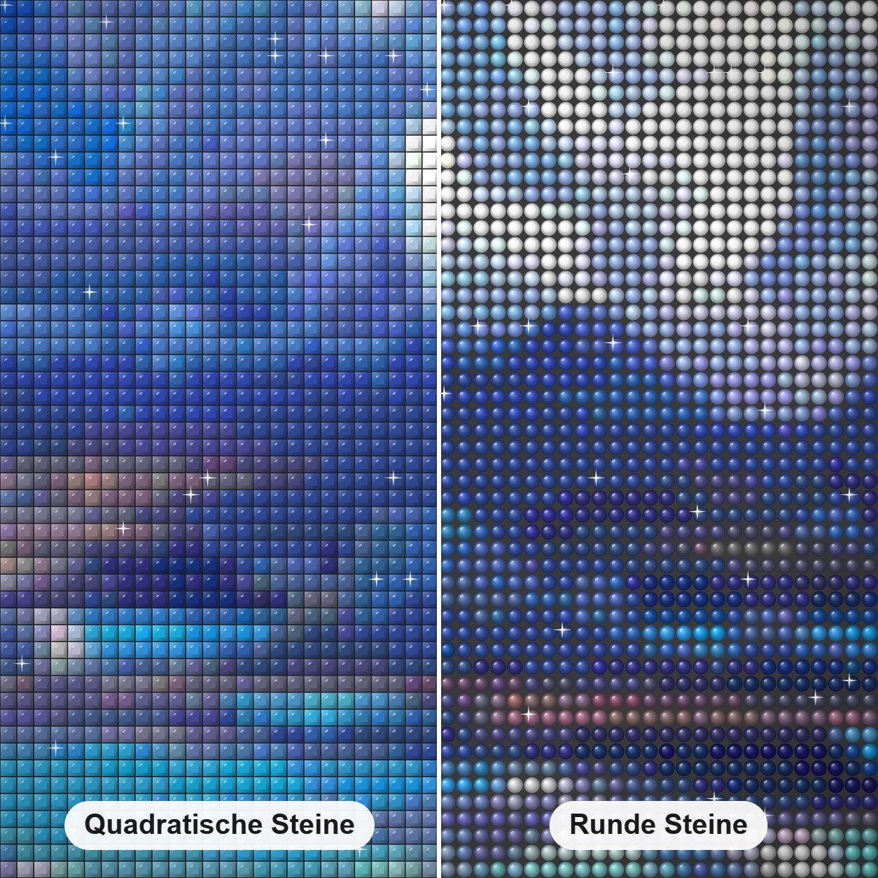 Spätsommer - Kunst des Jonn Einerssen Diamond Painting Nahaufnahme mit quadratischen und runden Steinen