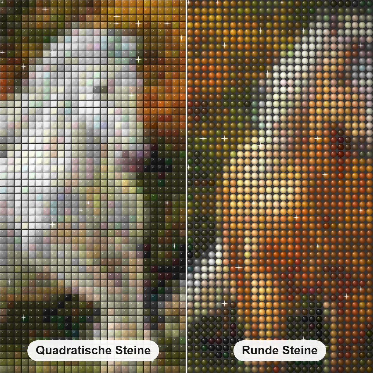 Laufende Pferde Diamond Painting Nahaufnahme mit quadratischen und runden Steinen