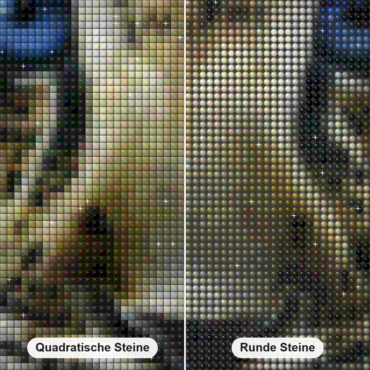 Leopardenbaby mit blauen Augen Diamond Painting Nahaufnahme mit quadratischen und runden Steinen